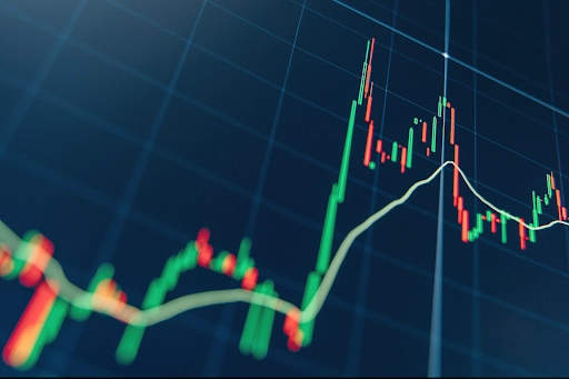 trading market volatility with technical price graph and indicator on display